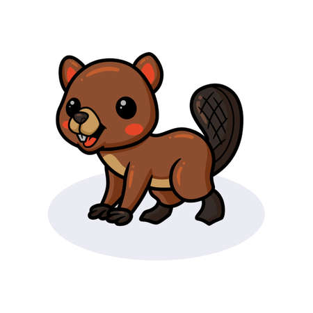Cute little beaver cartoon posingのイラスト素材
