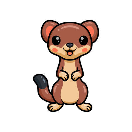 Cute little weasel cartoon standingのイラスト素材