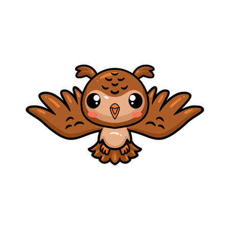 Cute little owl cartoon flyingのイラスト素材