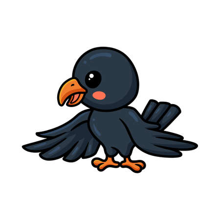 Cute little crow cartoon standingのイラスト素材