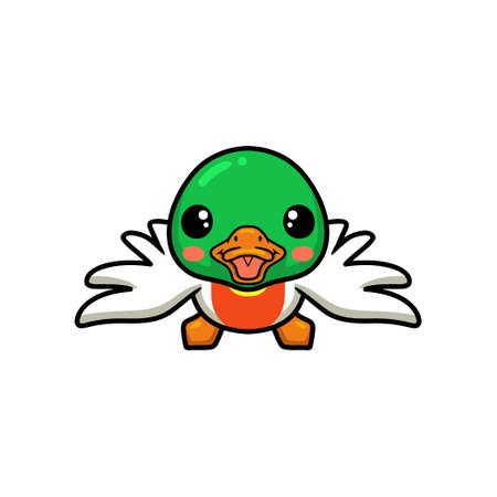 Cute little duck cartoon flyingのイラスト素材
