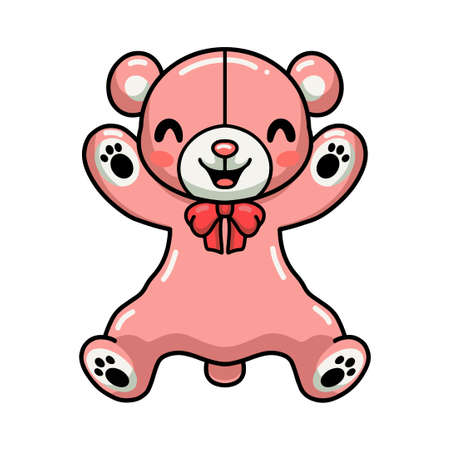 Cute teddy bear cartoon raising handsのイラスト素材