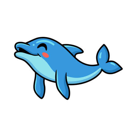 Cute little dolphin cartoon swimmingのイラスト素材