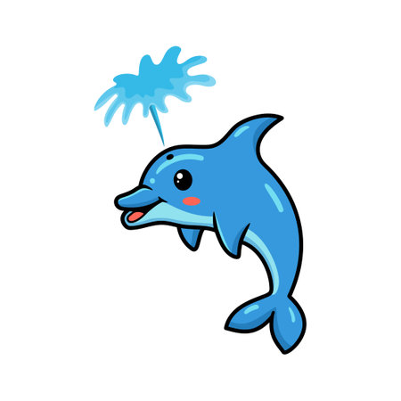 Cute little dolphin cartoon with waterのイラスト素材