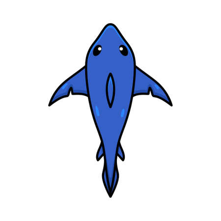 Cute little shark cartoon swimmingのイラスト素材