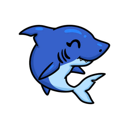 Cute little shark cartoon swimmingのイラスト素材