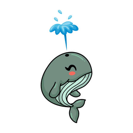 Cute little whale cartoon with a waterのイラスト素材