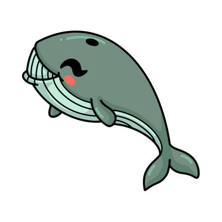 Cute little whale cartoon swimmingのイラスト素材