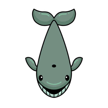 Cute little whale cartoon swimmingのイラスト素材