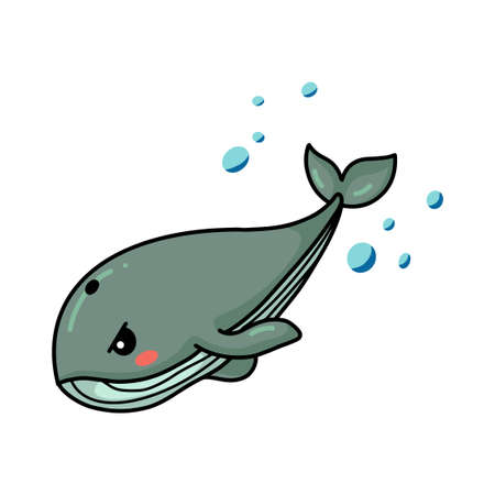 Cute little whale cartoon swimmingのイラスト素材