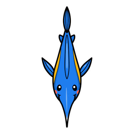 Cute little marlin cartoon swimmingのイラスト素材