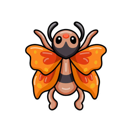 Cute little butterfly cartoon flyingのイラスト素材