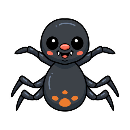 Cute little black spider cartoonのイラスト素材