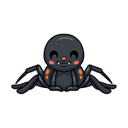 Cute little black spider cartoonのイラスト素材