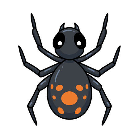 Cute little black spider cartoonのイラスト素材