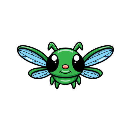 Cute little green dragonfly cartoonのイラスト素材