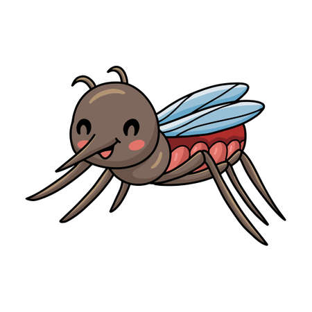 Cute little mosquito cartoon posingのイラスト素材
