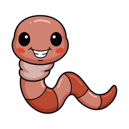 Cute little worm cartoon characterのイラスト素材