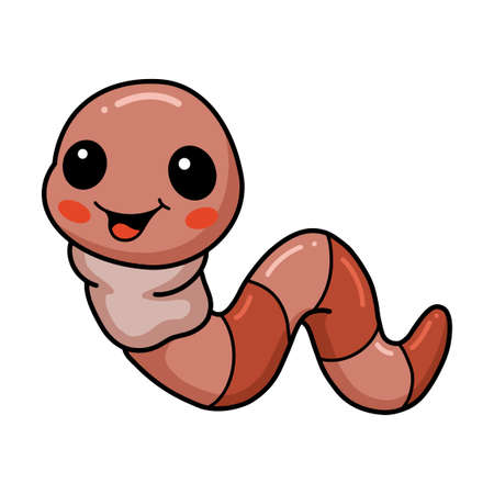 Cute little worm cartoon characterのイラスト素材