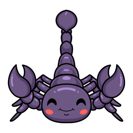 Cute purple scorpion cartoon characterのイラスト素材