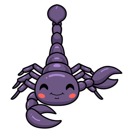 Cute purple scorpion cartoon characterのイラスト素材