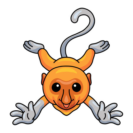 Cute little proboscis monkey cartoon jumpingのイラスト素材