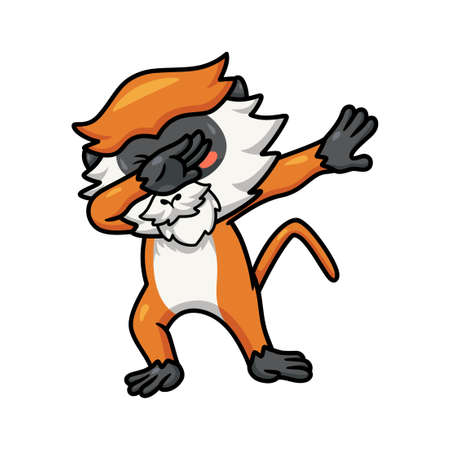 Cute little patas monkey cartoon dancingのイラスト素材
