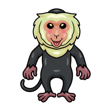 Cute little capuchin monkey cartoonのイラスト素材
