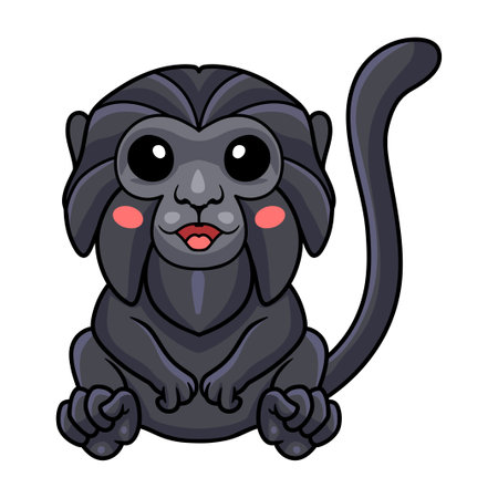 Cute goeldi's monkey cartoon sittingのイラスト素材