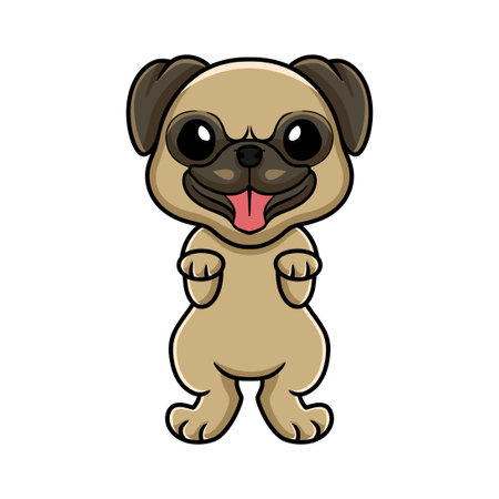 Cute little pug dog cartoon posingのイラスト素材