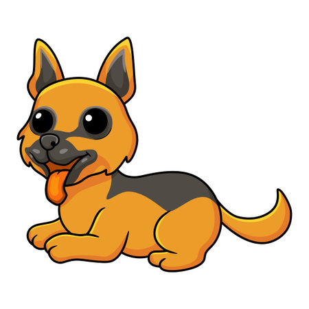 Cute german shepherd dog cartoon sittingのイラスト素材