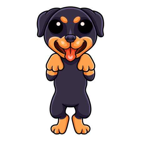 Cute little rottweiler dog cartoonのイラスト素材