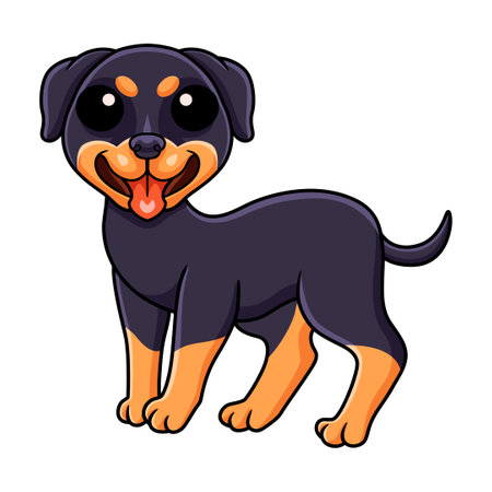 Cute little rottweiler dog cartoonのイラスト素材