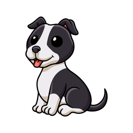 Cute american staffordshire terrier dog cartoonのイラスト素材
