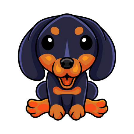 Cute dashund dog cartoon sittingのイラスト素材