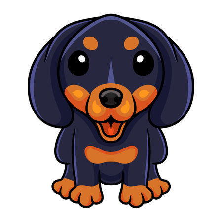 Cute dashund dog cartoon sittingのイラスト素材