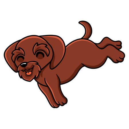 Cute pudelpointer dog cartoon jumpingのイラスト素材