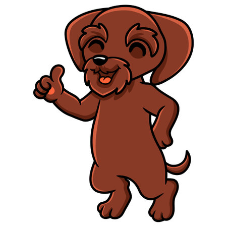 Cute pudelpointer dog cartoon giving thumb upのイラスト素材