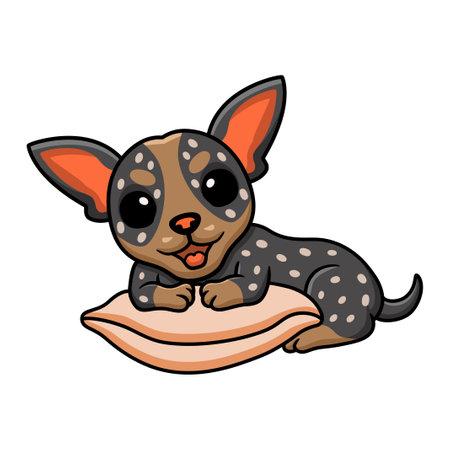 Cute australian cattle dog cartoon on the pillowのイラスト素材