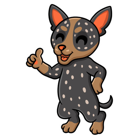 Cute australian cattle dog cartoon giving thumb upのイラスト素材