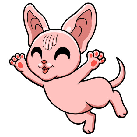 Cute sphynx cat cartoon posingのイラスト素材