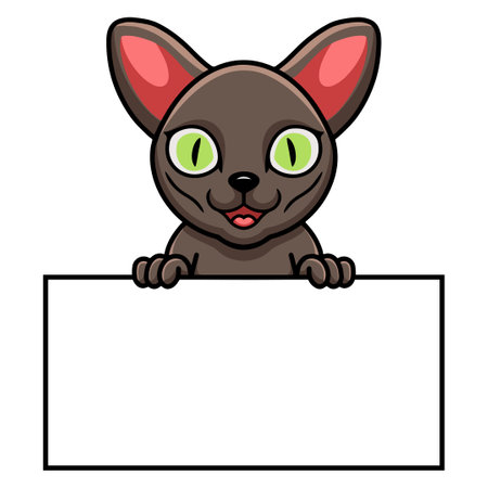Cute korat cat cartoon holding blank signのイラスト素材