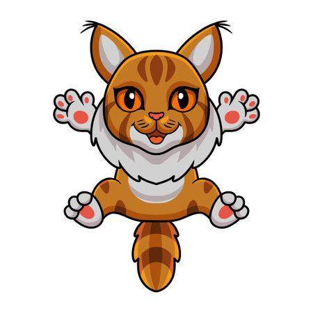 Cute maine coon cat cartoonのイラスト素材