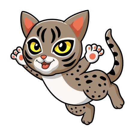 Cute ocicat cat cartoon flyingのイラスト素材