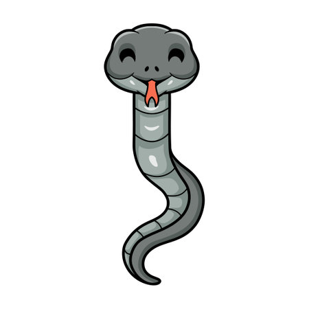 Cute black mamba snake cartoonのイラスト素材