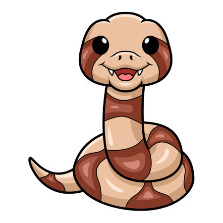Cute happy copperhead snake cartoonのイラスト素材