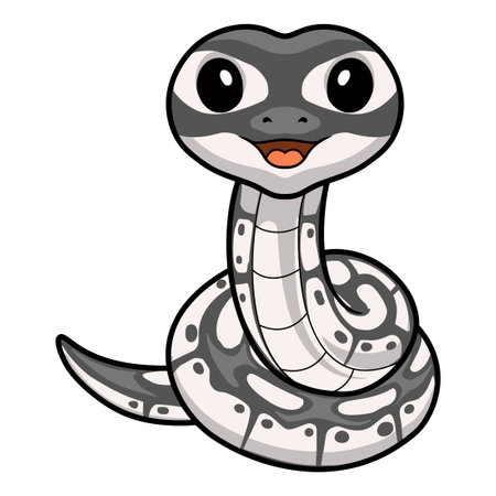 Cute axanthic ball python cartoonのイラスト素材