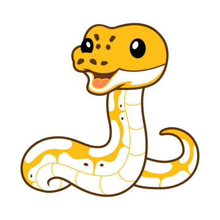 Cute pastel ivory ball python cartoonのイラスト素材