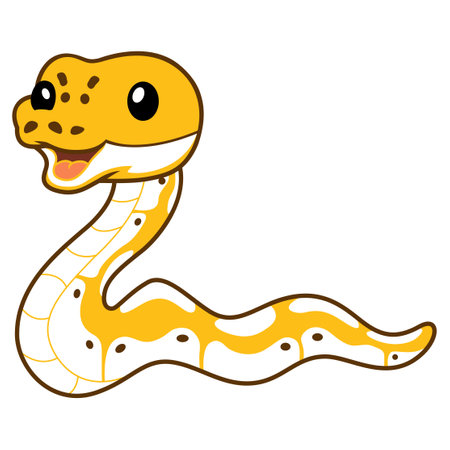 Cute pastel ivory ball python cartoonのイラスト素材