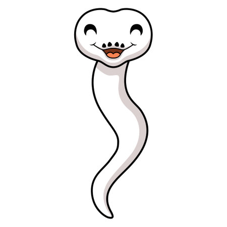 Cute white leucistic ball python snake cartoonのイラスト素材